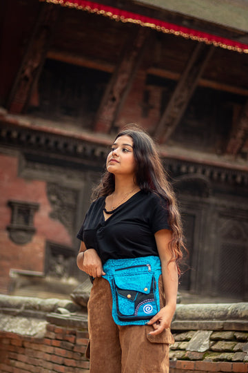 Blue Cotton Fanny Pack -FWOSI